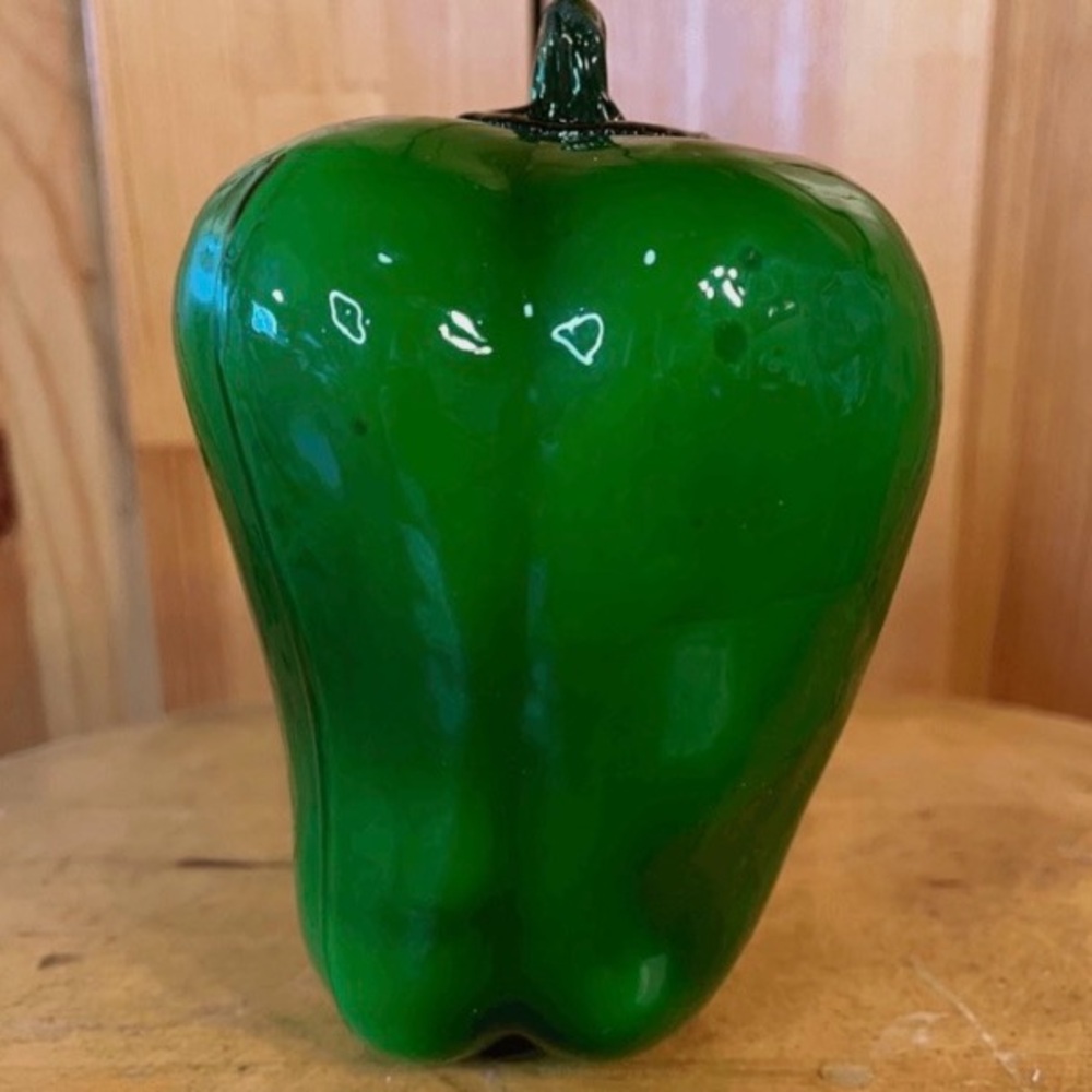 Green Glass Bell Pepper Sculpture